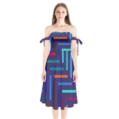 Lines Line Background Abstract Shoulder Tie Bardot Midi Dress by Celenk