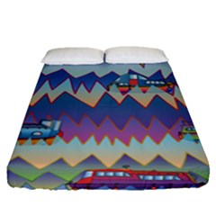 Zig Zag Boats Fitted Sheet (queen Size) by CosmicEsoteric