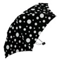 White On Black Polka Dot Pattern Mini Folding Umbrellas View2