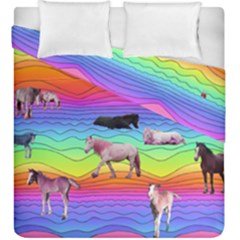 Horses In Rainbow Duvet Cover Double Side (king Size) by CosmicEsoteric