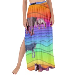 Horses In Rainbow Maxi Chiffon Tie-up Sarong by CosmicEsoteric