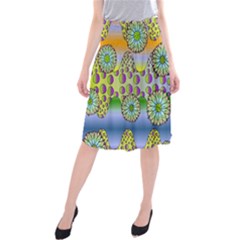 Amoeba Flowers Midi Beach Skirt by CosmicEsoteric