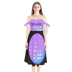 Sphere 3d Futuristic Geometric Shoulder Tie Bardot Midi Dress by Celenk