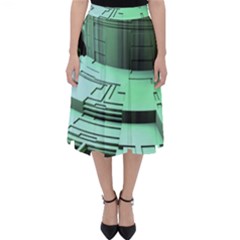 Futuristic Urban Architecture Folding Skater Skirt by Celenk