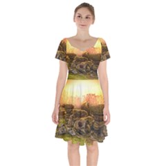 Rocks Outcrop Landscape Formation Short Sleeve Bardot Dress by Celenk