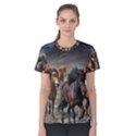 Horses Stampede Nature Running Women s Cotton Tee View1