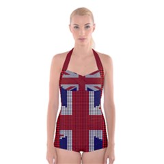 Union Jack Flag British Flag Boyleg Halter Swimsuit  by Celenk