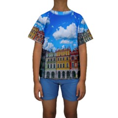 Buildings Architecture Architectural Kids  Short Sleeve Swimwear by Celenk