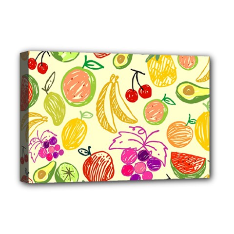 Cute Fruits Pattern Deluxe Canvas 18  X 12   by paulaoliveiradesign