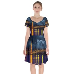 London Skyline England Landmark Short Sleeve Bardot Dress by Celenk