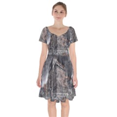 World War Armageddon Destruction Short Sleeve Bardot Dress by Celenk