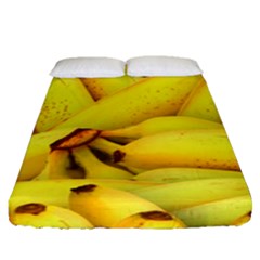 Yellow Banana Fruit Vegetarian Natural Fitted Sheet (queen Size) by Celenk