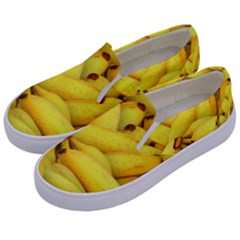 Yellow Banana Fruit Vegetarian Natural Kids  Canvas Slip Ons by Celenk