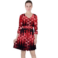 Red And Black Wave Pattern Ruffle Dress by Celenk