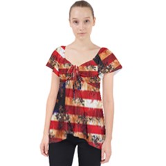 American Flag Usa Symbol National Lace Front Dolly Top by Celenk