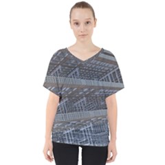 Ducting Construction Industrial V-neck Dolman Drape Top by Celenk