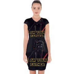 Darth Vader Cat Capsleeve Drawstring Dress  by Valentinaart