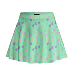 Minty Hearts Mini Flare Skirt by snowwhitegirl