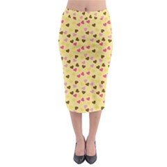 Beige Hearts Midi Pencil Skirt by snowwhitegirl