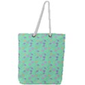 Mint Heart Cherries Full Print Rope Handle Tote (Large) View1