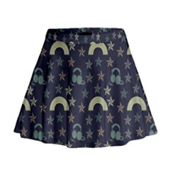 Music Stars Dark Teal Mini Flare Skirt by snowwhitegirl