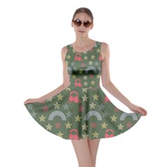 Music Stars Grass Green Skater Dress by snowwhitegirl