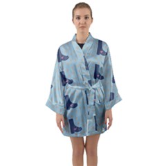 Deer Boots Teal Blue Long Sleeve Kimono Robe by snowwhitegirl