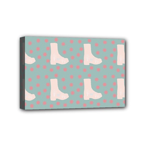 Deer Boots Blue White Mini Canvas 6  X 4  by snowwhitegirl