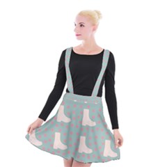 Deer Boots Blue White Suspender Skater Skirt by snowwhitegirl