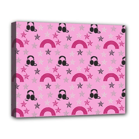 Music Stars Rose Pink Deluxe Canvas 20  X 16   by snowwhitegirl