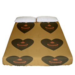 Cupcake Pumpkin Orange Grey Fitted Sheet (queen Size) by snowwhitegirl