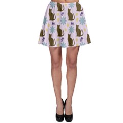 Outside Brown Cats Skater Skirt by snowwhitegirl