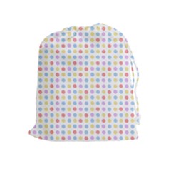 Blue Pink Yellow Eggs On White Drawstring Pouches (extra Large) by snowwhitegirl