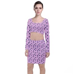 Teal White Eggs On Pink Long Sleeve Crop Top & Bodycon Skirt Set by snowwhitegirl