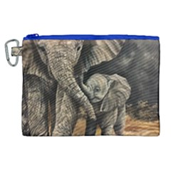 Elephant Mother And Baby Canvas Cosmetic Bag (xl) by ArtByThree