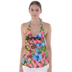 Floral Scene Babydoll Tankini Top by linceazul