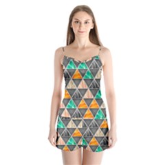 Abstract Geometric Triangle Shape Satin Pajamas Set by Nexatart