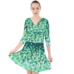 Green Disintegrate Quarter Sleeve Front Wrap Dress	 by jumpercat