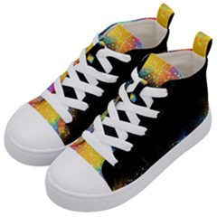 Frame Border Feathery Blurs Design Kid s Mid-top Canvas Sneakers by Nexatart