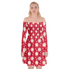 Daisy Dots Red Off Shoulder Skater Dress by snowwhitegirl