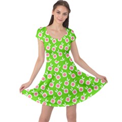 Square Flowers Green Cap Sleeve Dress by snowwhitegirl