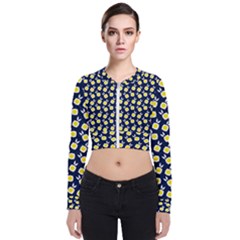 Square Flowers Navy Blue Bomber Jacket by snowwhitegirl