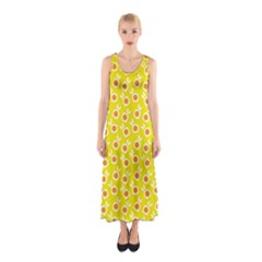 Square Flowers Yellow Sleeveless Maxi Dress by snowwhitegirl