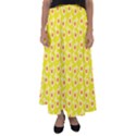 Square Flowers Yellow Flared Maxi Skirt View1