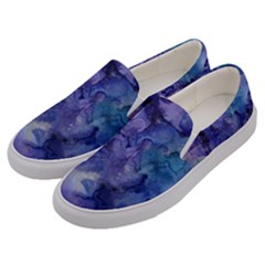 Ink Background Swirl Blue Purple Men s Canvas Slip Ons by Nexatart