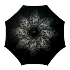 Jesuschrist Face Dark Poster Golf Umbrellas by dflcprints