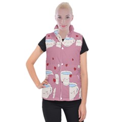 Cute Tea Women s Button Up Puffer Vest by Valentinaart