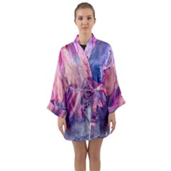 Marbled,ultraviolet,violet,purple,pink,blue,white,stone,marble,modern,trendy,beautiful Long Sleeve Kimono Robe by NouveauDesign