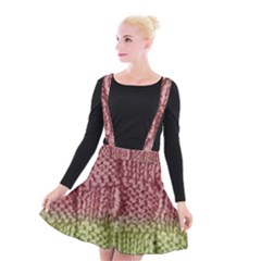 Knitted Wool Square Pink Green Suspender Skater Skirt by snowwhitegirl