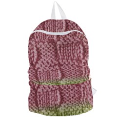 Knitted Wool Square Pink Green Foldable Lightweight Backpack by snowwhitegirl